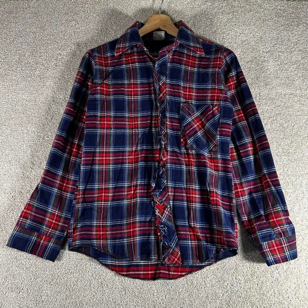 Vintage 80s Wrangler western multicolor plaid button up flannel shirt